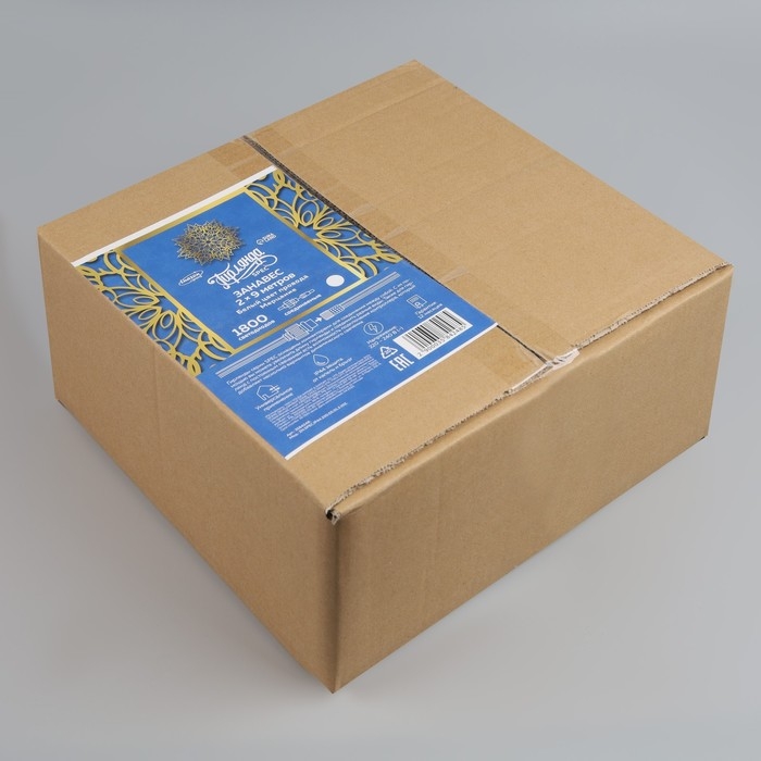 Гирлянда &laquo;Занавес&raquo; 2 &times; 9 м, IP44, УМС, белая нить, 1800 LED, свечение белое, мерцание, 220 В