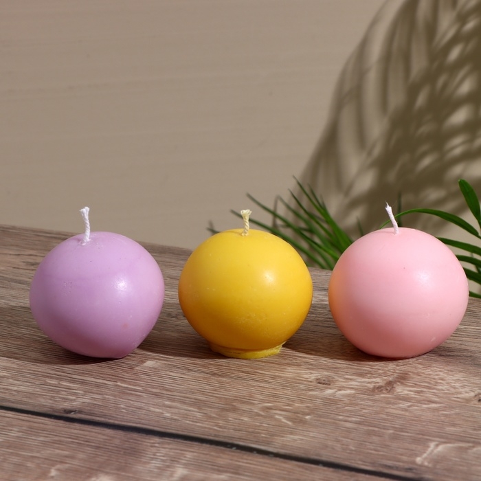 Свеча Свеча "Шар" 5х5х7,5 см, соевый воск, микс