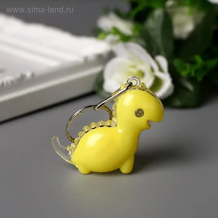 Фонарик брелок для ключей на кольце &laquo;Динозаврик-малыш&raquo;, мигает 3.5&times;2&times;3.5 см, МИКС