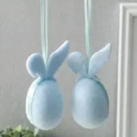 Подвески декоративные "Яйца с заичьими ушками" набор 2 шт голубой 3,5х4х9 см