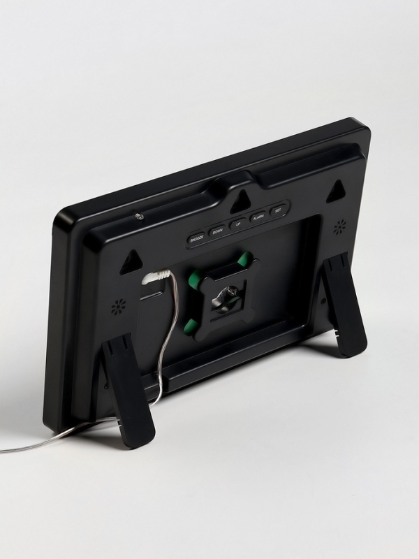 Часы настенные электронные, будильник, календарь, термометр, гигрометр, 15.8 х 3 х 24.8 см   1074710