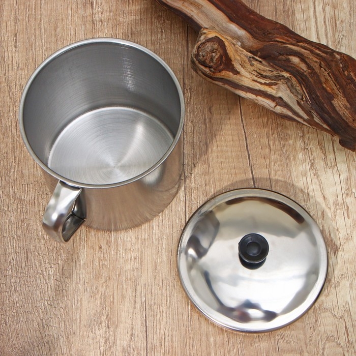 Кружка из нержавеющей стали с крышкой &laquo;Вестерн&raquo;, 800 мл, d=11 см, цвет хромированный