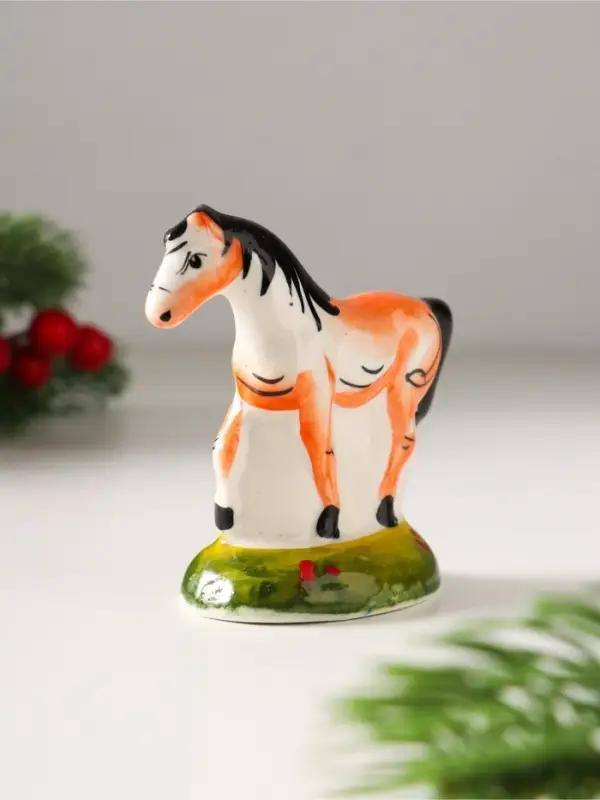 Сувенир Лошадь Зорька, 7х7х3,5 см, гжель,цвет