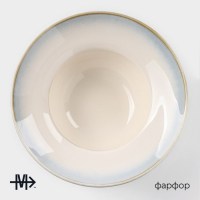 Тарелка фарфоровая для пасты Magistro &laquo;Пэвэти&raquo;, 800 мл, d=19,5 см, цвет голубой