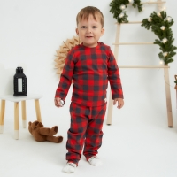 Костюм: джемпер и брюки Крошка Я "Клеточка", рост 68-74 см, красный