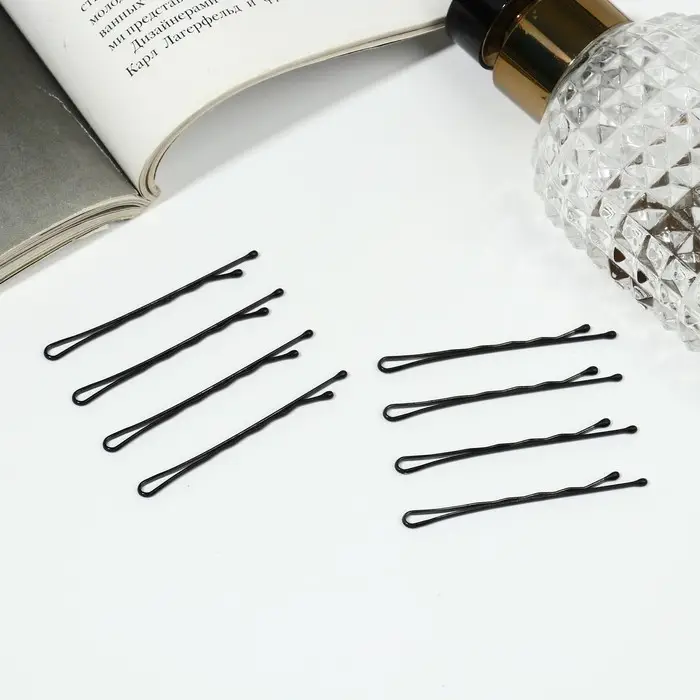 Невидимка для волос &laquo;Классика&raquo;, набор 12 шт., рельеф, 4.5 см, чёрная