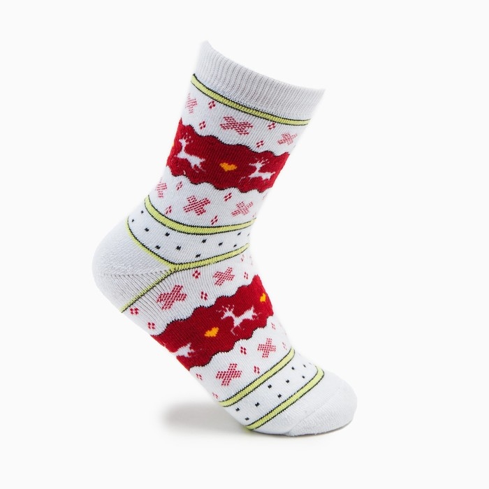 Носки женские новогодние махровые &laquo;Норвегия&raquo;, цвет белый, размер 23-25