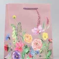 Пакет подарочный ламинированный, "Цветочный узор" 18 х 22,3 х 10 см