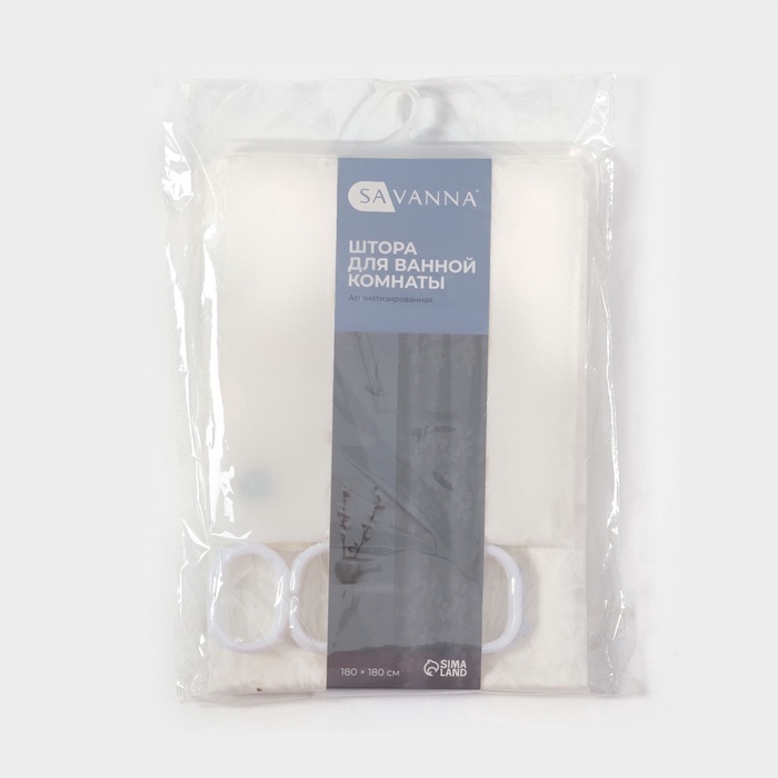 Штора для ванной &laquo;Цветочный вальс&raquo;, с люверсами, с утяжелителями, PEVA ароматизированная, 180&times;180 см, белая