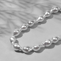 Бусины пластиковые на нити &laquo;Жемчуг&raquo; 14&times;10 мм, (набор 90 шт.), цвет белый