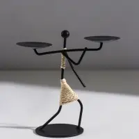 Подсвечник металл на 2 свечи "Абориген с коромыслом" d=6 см 17х8х17 см