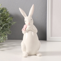 Сувенир керамика "Белый кролик с розовым бантиком" 6х6,5х16 см
