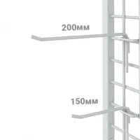 Крючок одинарный на сетку, d=4 мм, L=20 см, шаг 25, цвет хром