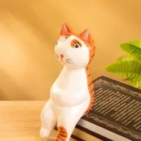 Сувенир дерево "Кот сидячий" цв. оранжевый, 6х6х15 см
