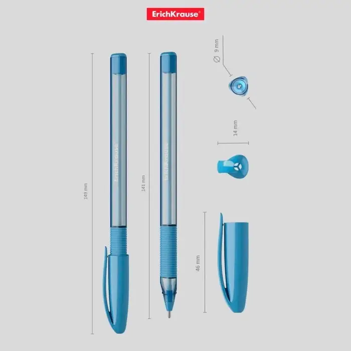 Ручка шариковая ErichKrause U-109 Spring Stick&Grip, узел 1.0 мм, чернила синие, резиновый держатель, супермягкое письмо, длина линии письма 1000 метров