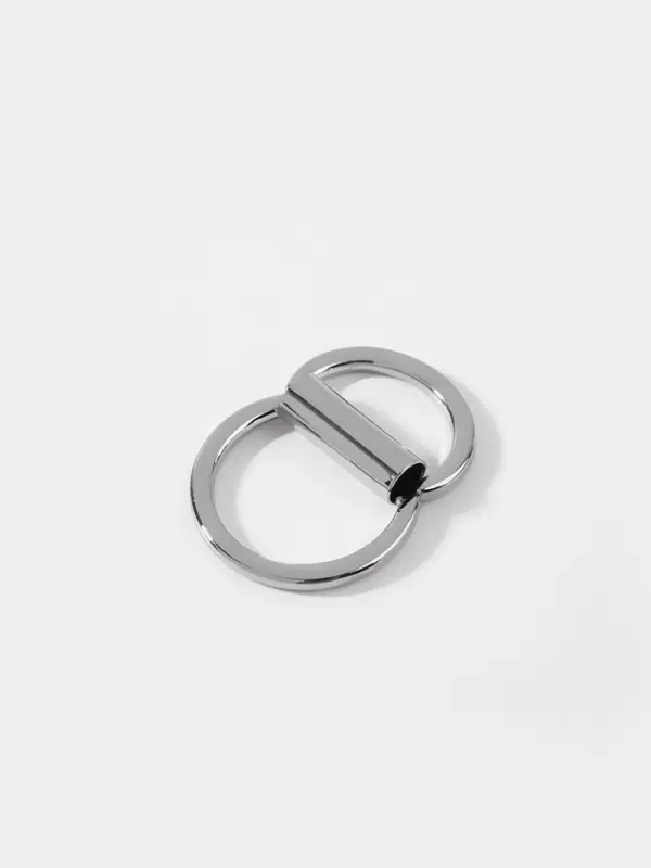 Полукольцо для сумок двойное, d=15 мм, толщина - 1 мм, 2 шт., цвет серебряный