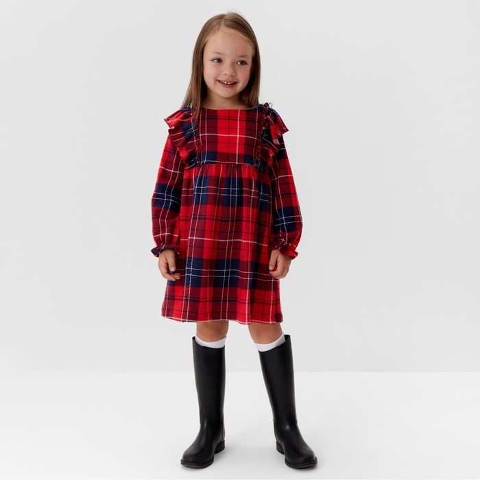 Платье детское с рюшами KAFTAN Платье детское с рюшами KAFTAN "Клетка" размер 28 (86-92 см)