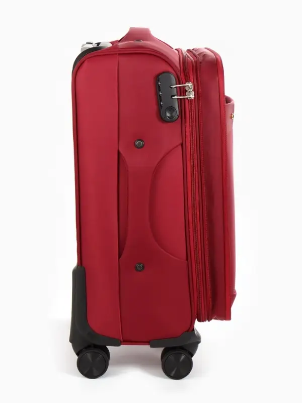 Чемодан 20",Текст,36*25*58,отд на молнии,1 нар/карм, увелич,код замок,4 колеса, красный
