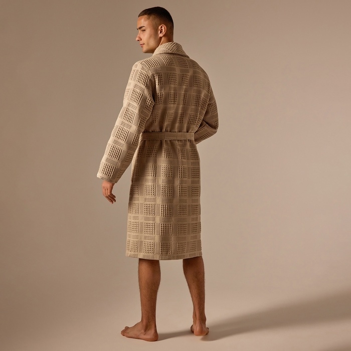Халат вафельный мужской SL HOME: Chess "Саббиа", размер S, 100% хлопок, 340 г/м2