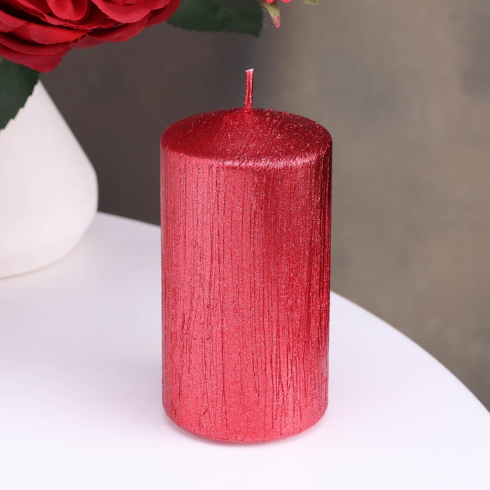 Свеча - цилиндр "Винтаж", 5х10 см, красная