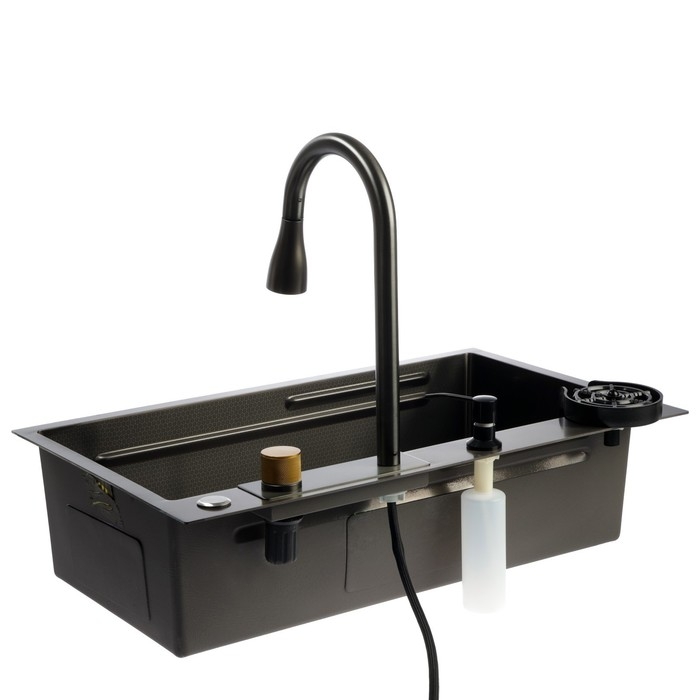 Кухонная мойка ZEIN M03, S=3.0 и 0.7мм, смеситель, корзины, разделочная доска, сифон, графит Кухонная мойка ZEIN M03, S=3.0 и 0.7мм, смеситель, корзины, разделочная доска, сифон, графит