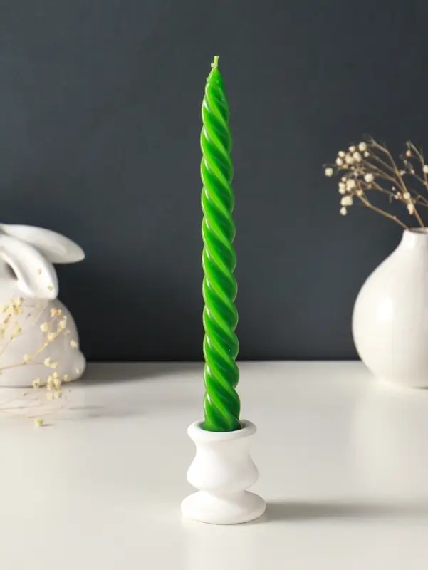 Набор свечей витых, 2,3х 24,5 см, 5 ч, 50 г, 4 штуки, тёмно-зелёный