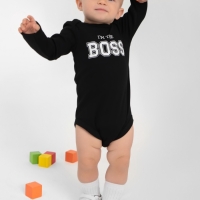 Боди детское с длинным рукавом Крошка Я "Little Boss", рост 68-74 см, цвет чёрный
