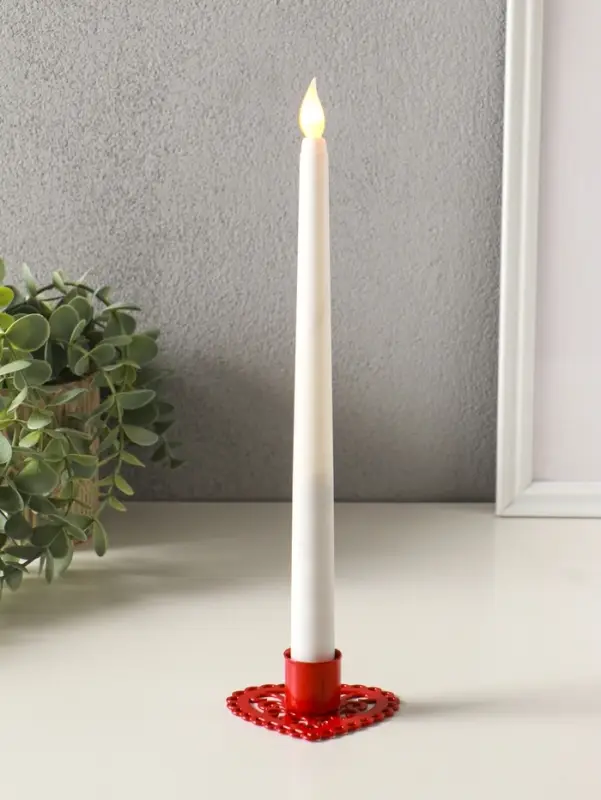 Подсвечник "Сердечко-кружево" металл 7х7,8х2,7 см, красный