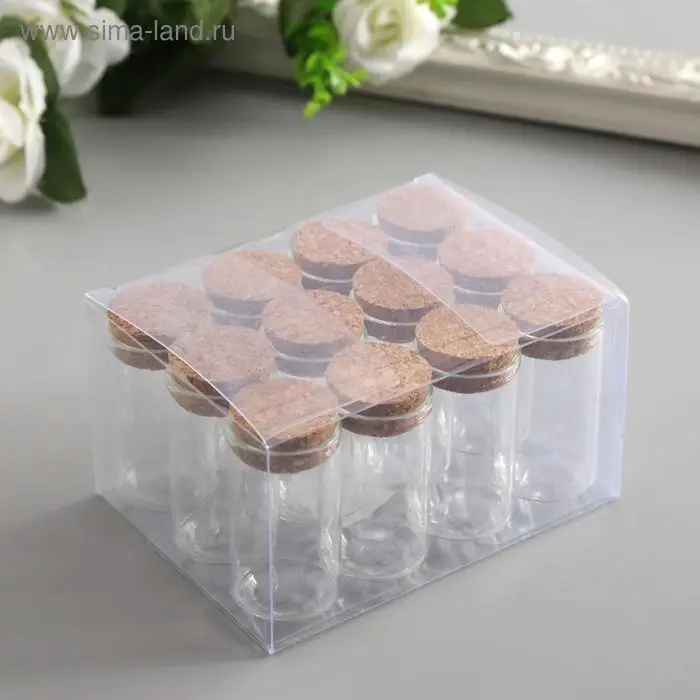 Декор для творчества стекло с пробкой &laquo;Колба&raquo; 6&times;3&times;3 см