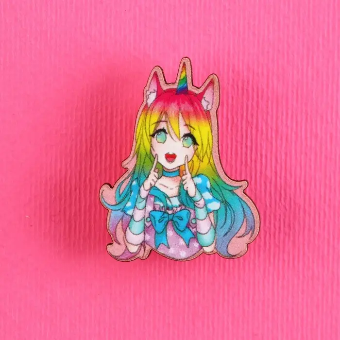 Значок деревянный &laquo;Девочка единорог&raquo;, аниме, 2,6 х 3,3 см