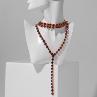 Колье &laquo;Вечернее&raquo; три ряда, цвет красный в золоте, 45 см