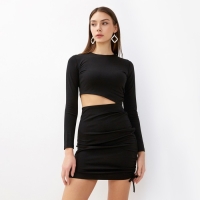 Платье женское мини с разрезом MIST размер 48, черный Платье женское мини с разрезом MIST размер 48, черный