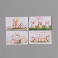 Наклейка бумага "Пасхальные кролики" 3х5 см 200 шт в рулоне