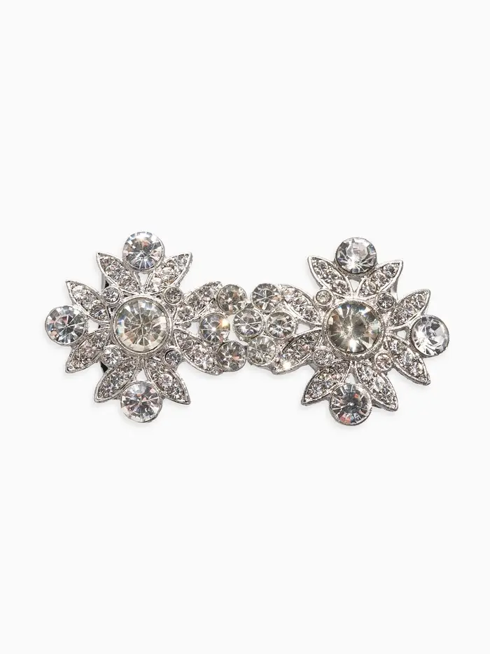 Зажим для кардигана "Ажур", гербер, цвет белый в серебре