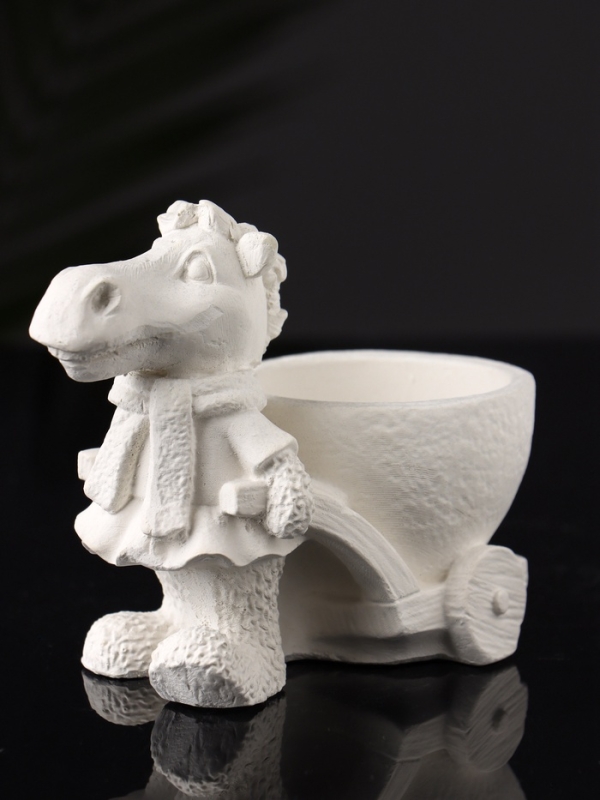 Фигурное кашпо "Лошадь с тележкой" 10х10х6 см