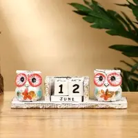 Календарь настольный "Совушки" дерево 19х6х6 см, цв. белый