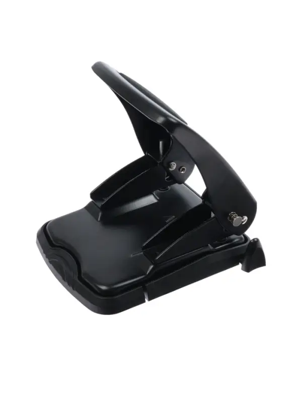 Дырокол 40л метал черный, с линейкой