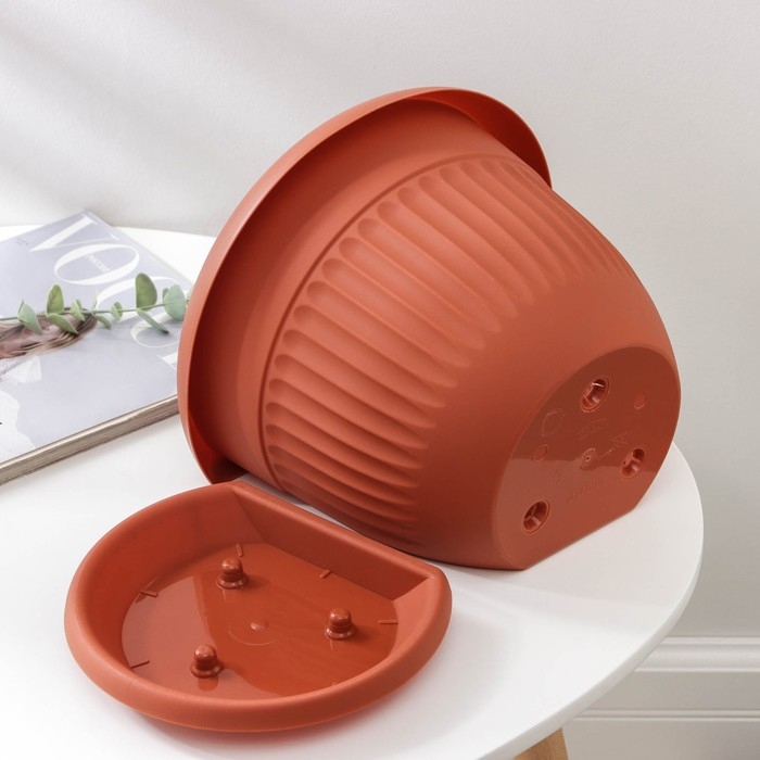 Горшок с поддоном настенный &laquo;Ливия&raquo;, 4,6 л, цвет терракотовый
