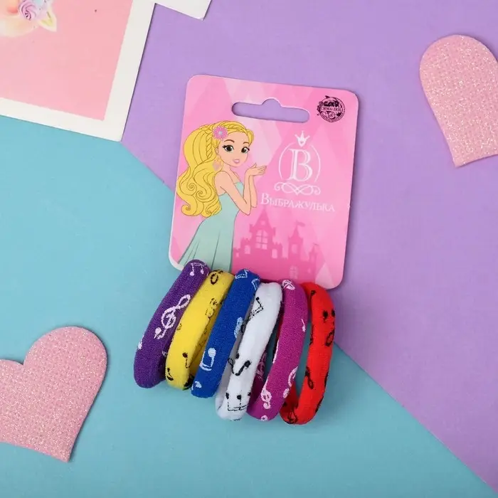 Резинки для волос Выбражулька &laquo;Спорт&raquo;, набор 6 шт., скрипичный ключ