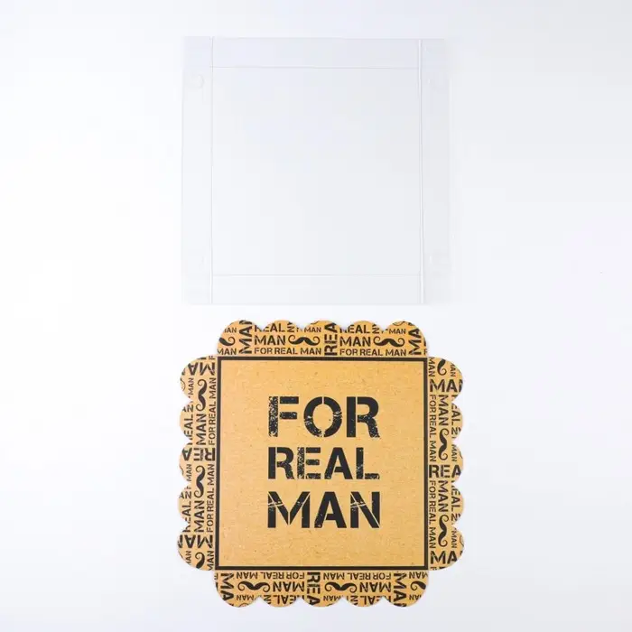 Коробка для печенья, кондитерская упаковка с пластиковой крышкой, &laquo;Для настоящего мужчины&raquo;, 18 х 18 х 3 см