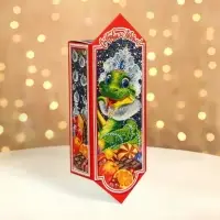 Подарочная коробка новогодняя Конфета малая "Лакомка" 20 x 10 x 6 см.