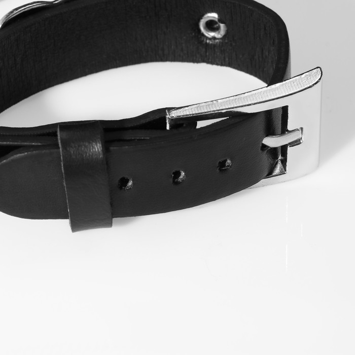 Браслет мужской &laquo;Череп&raquo; на ремешке, цвет серебряно-чёрный, 27 см