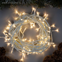 Гирлянда «Нить» 10 м, IP44, белая нить, 100 LED, свечение тёплое белое, 8 режимов, 220 В Гирлянда «Нить» 10 м, IP44, белая нить, 100 LED, свечение тёплое белое, 8 режимов, 220 В