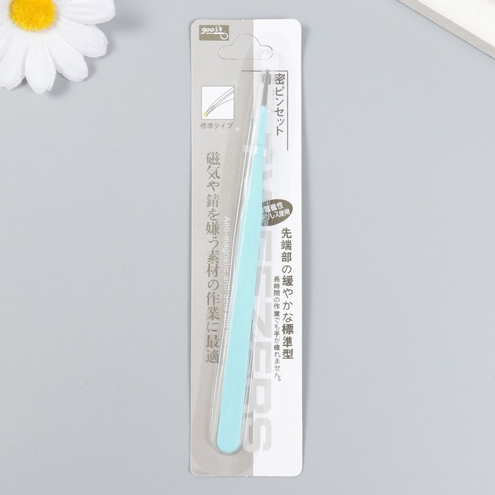 Пинцет для творчества прямой "Зефирно-голубой" острый 13,4х1 см