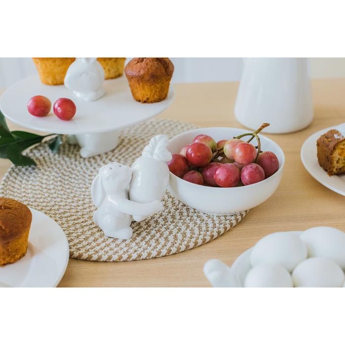 Набор для специй Доляна &laquo;Зайка&raquo;, 2 предмета: солонка 50 мл, перечница 40 мл, цвет белый