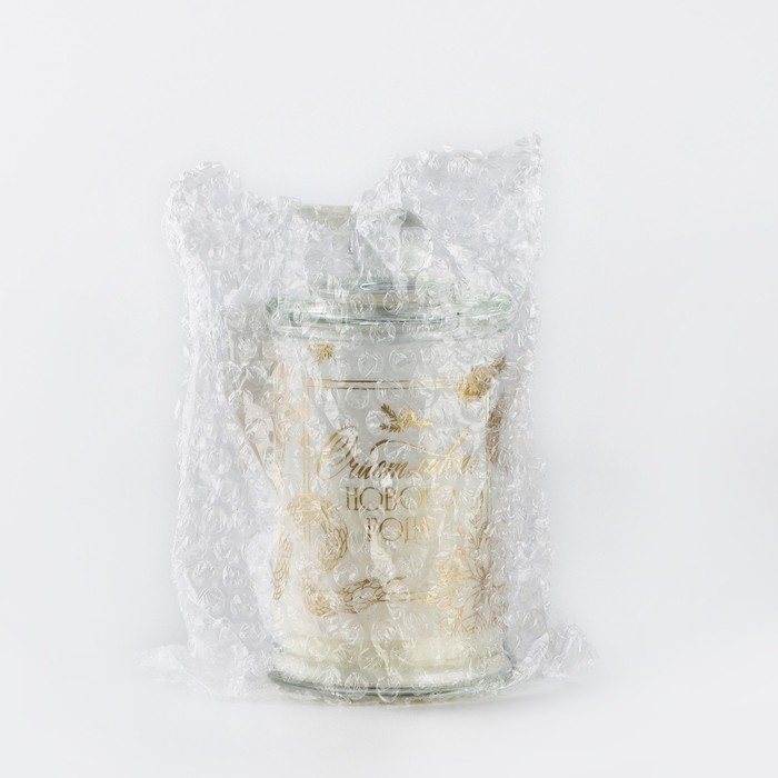 Свеча-баночка новогодняя интерьерная &laquo;Новый год: Счастливого нового года&raquo;, аромат корица 11,5 х 5,8 см