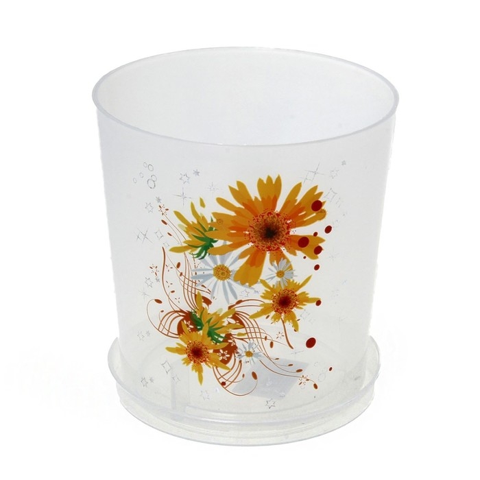 Горшок для орхидей с поддоном, 1.8 л, пластиковый, прозрачный, МИКС