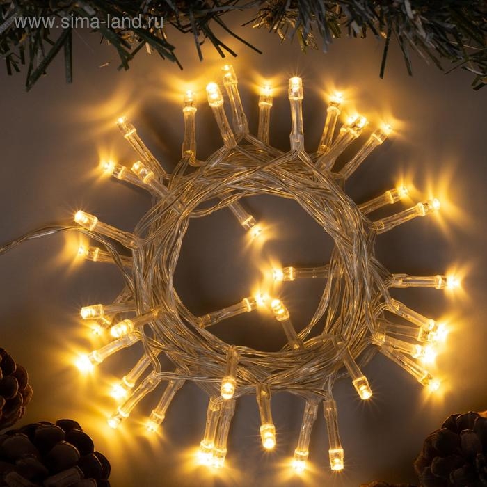 Гирлянда &laquo;Нить&raquo; 4 м, IP20, прозрачная нить, 40 LED, свечение тёплое белое, 2 режима, AAх3