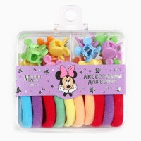 Набор подарочный, резинка для волос 10 шт, заколка крабик 12 шт, Минни Маус