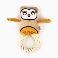 Игрушка для собак с канатом &laquo;Сова&raquo;, 20 х 15 см, бежевый